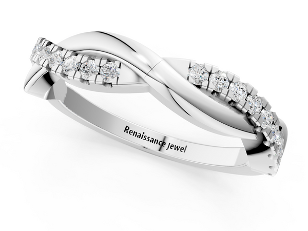 White gold Round Diamond Twisted Infinity Band with Prong Setting