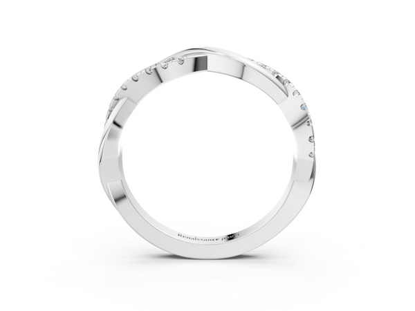 Silver Round Diamond Twisted Infinity Band with Prong Setting