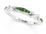 White gold Twisted Peridot Marquise Pavé Band with Shared Prong Setting_7