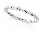 White gold Twisted Rope Solitaire Band with Round Stone and Bezel Setting_53