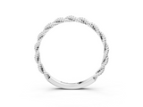 White gold Twisted Rope Solitaire Band with Round Stone and Bezel Setting_55