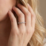 White gold Twisted Rope Solitaire Band with Round Stone and Bezel Setting_70