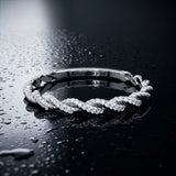 White gold Twisted Rope Solitaire Band with Round Stone and Bezel Setting_71