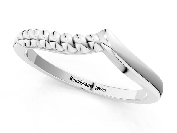 White gold Twisted Solitaire Round Cut Knife Edge Prong Ring