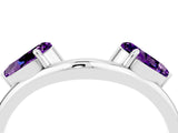 White gold Two-Stone Pear Amethyst Bypass Ring with Prong Setting_10