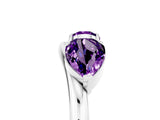 White gold Two-Stone Pear Amethyst Bypass Ring with Prong Setting_11
