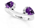 White gold Two-Stone Pear Amethyst Bypass Ring with Prong Setting_7