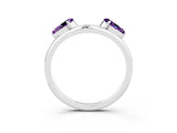 White gold Two-Stone Pear Amethyst Bypass Ring with Prong Setting_9