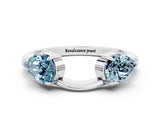 White gold Two-Stone Pear Aquamarine Bypass Ring with Prong Setting_6