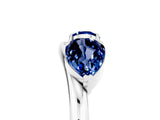 White gold Two-Stone Pear Blue Sapphire Bypass Ring with Prong Setting_11