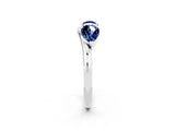 White gold Two-Stone Pear Blue Sapphire Bypass Ring with Prong Setting_8
