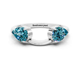 White gold Two-Stone Pear Blue Topaz Bypass Ring with Prong Setting_6