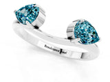 White gold Two-Stone Pear Blue Topaz Bypass Ring with Prong Setting_7