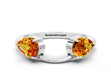 White gold Two-Stone Pear Citrine Bypass Ring with Prong Setting_6