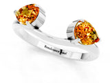 White gold Two-Stone Pear Citrine Bypass Ring with Prong Setting_7
