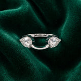 White gold Two-Stone Pear Diamond Bypass Ring with Prong Setting_67