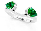 White gold Two-Stone Pear Emerald Bypass Ring with Prong Setting_12