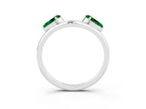 White gold Two-Stone Pear Emerald Bypass Ring with Prong Setting_9