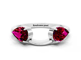 White gold Two-Stone Pear Garnet Bypass Ring with Prong Setting_6