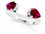 White gold Two-Stone Pear Garnet Bypass Ring with Prong Setting_7