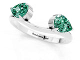 White gold Two-Stone Pear Green Sapphire Bypass Ring with Prong Setting_7