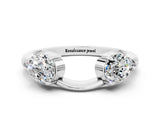 White gold Two-Stone Pear Moissanite Bypass Ring with Prong Setting_6