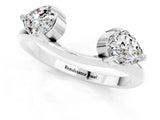 White gold Two-Stone Pear Moissanite Bypass Ring with Prong Setting_7
