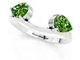 White gold Two-Stone Pear Peridot Bypass Ring with Prong Setting_7