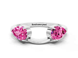 White gold Two-Stone Pear Pink Sapphire Bypass Ring with Prong Setting_18