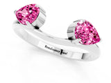 White gold Two-Stone Pear Pink Sapphire Bypass Ring with Prong Setting_19