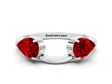 White gold Two-Stone Pear Ruby Bypass Ring with Prong Setting_6