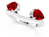 White gold Two-Stone Pear Ruby Bypass Ring with Prong Setting_7