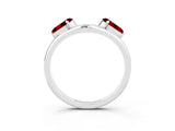 White gold Two-Stone Pear Ruby Bypass Ring with Prong Setting_9