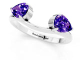 White gold Two-Stone Pear Tanzanite Bypass Ring with Prong Setting_7