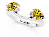 White gold Two-Stone Pear Yellow Sapphire Bypass Ring with Prong Setting_19