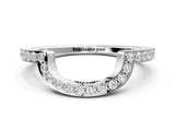 White gold U-Shaped Pavé Round Diamond Contour Band_12