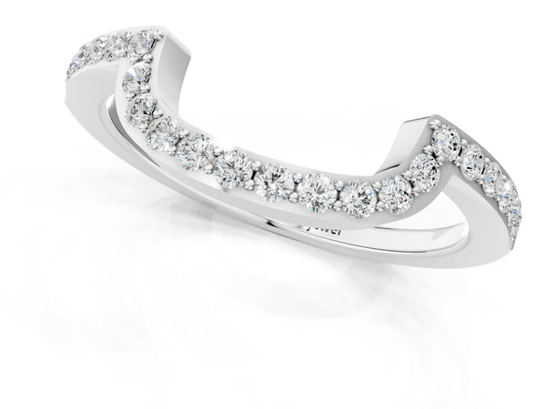 White gold U-Shaped Pavé Round Diamond Contour Band