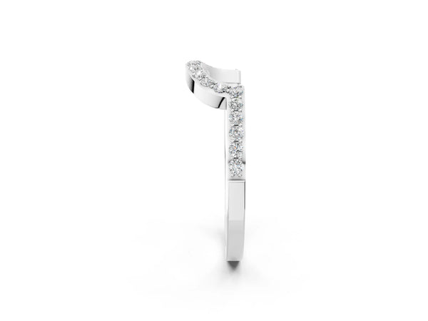 White gold U-Shaped Pavé Round Diamond Contour Band