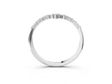 Silver V-Shaped Diamond Cluster Curved Band with Round Brilliant Cut Stones and Prong Setting