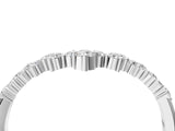 Silver V-Shaped Diamond Cluster Curved Band with Round Brilliant Cut Stones and Prong Setting