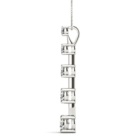 White gold Vertical Bar Pendant with Round Brilliant Diamonds in Prong Setting 2