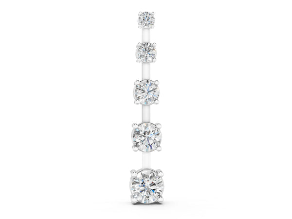 White gold Vertical Bar Pendant with Round Brilliant Diamonds in Prong Setting