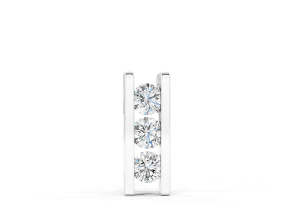 Silver Vertical Channel-Set Round Diamond Bar Pendant