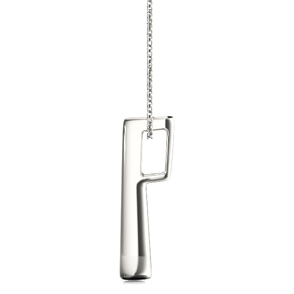 White gold Vertical Channel Set Round Diamond Pendant 2