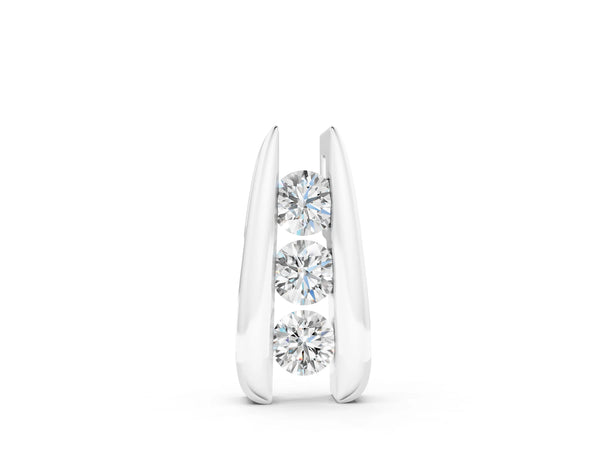 Silver Vertical Channel Set Round Diamond Pendant