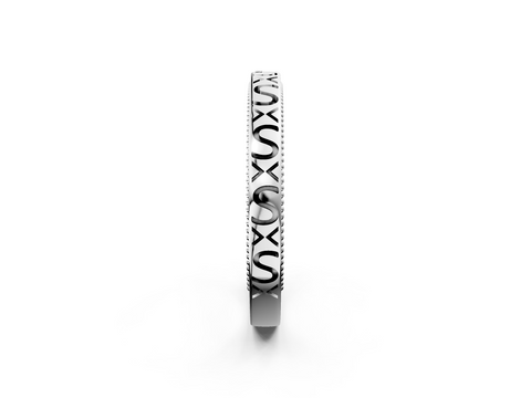 Silver Vintage Engraved Milgrain Band