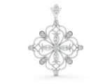 White gold Vintage Floral Diamond Pendant with Round Brilliant Cut and Pavé Setting_2
