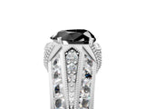 White gold Vintage Milgrain Fancy Black Heart Cut Diamond Split Shank Ring with Prong Setting_5
