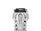 White gold Vintage Milgrain Fancy Black Radiant Cut Diamond Split Shank Ring with Prong Setting_5