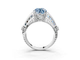 White gold Vintage Milgrain Fancy Blue Round Cut Diamond Split Shank Ring with Prong Setting_3
